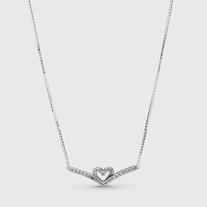 Pandora Wishbone Heart Necklace 399273CZ-45 17.7"